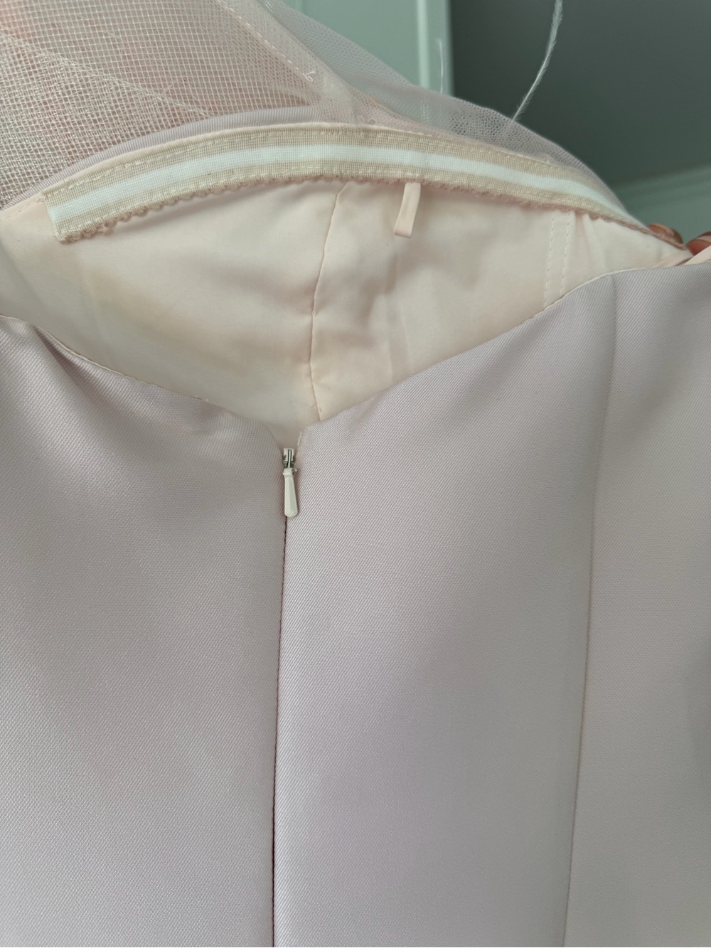 Badgley Mischka Blush Feather-Trim Strapless Maxi Gown - Picture 5 of 8